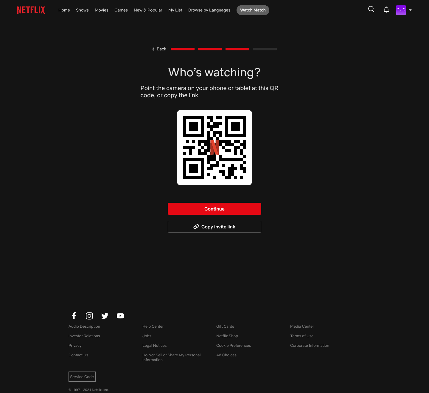 Host invite QR code