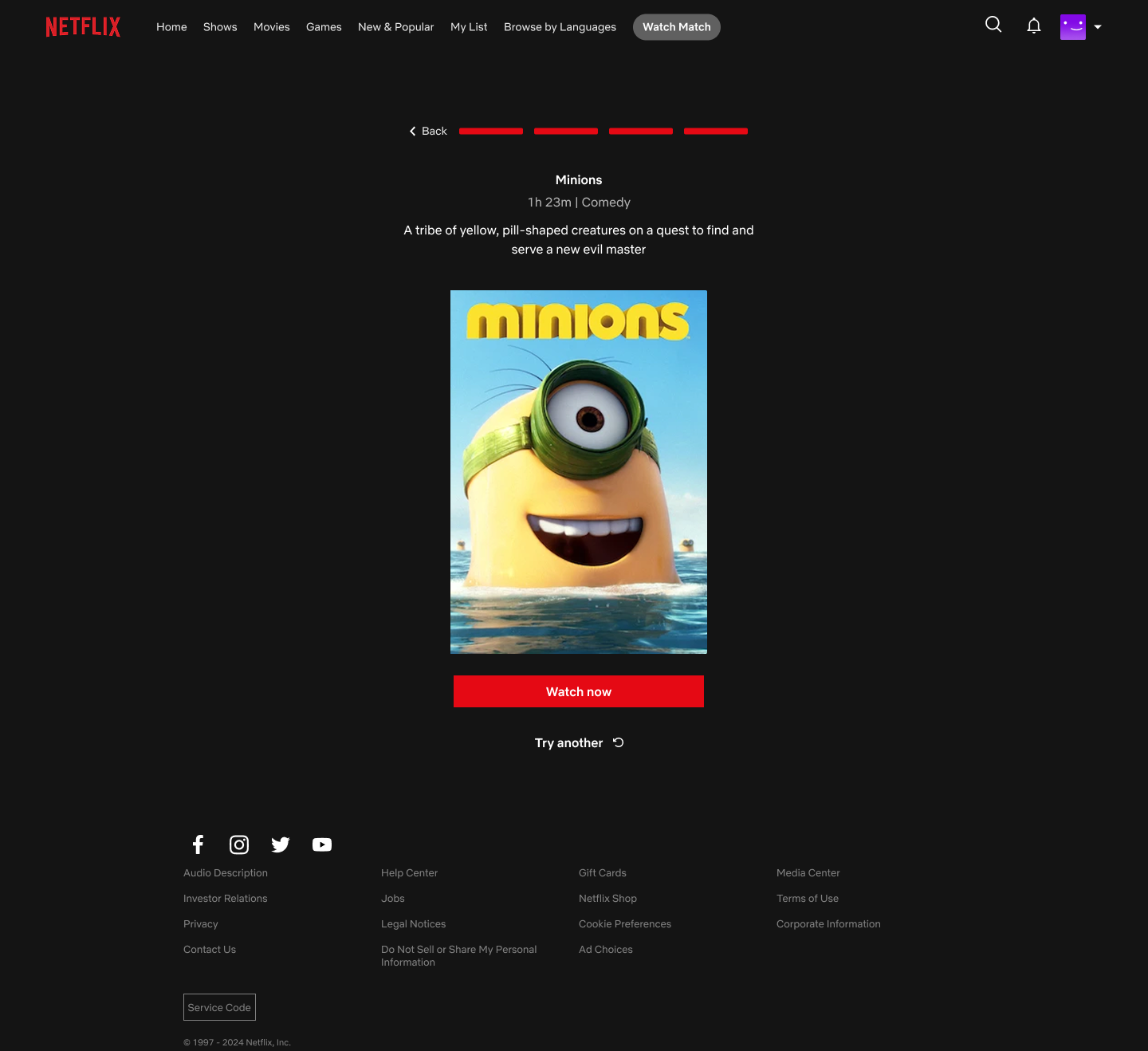 Netflix recommendation for Minions based on solo viewing preferences